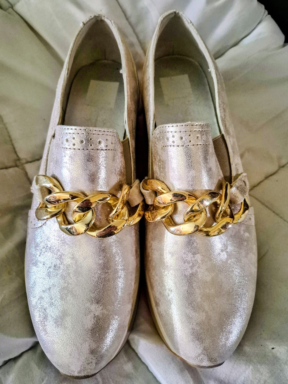 Women's Metallic Gold Chain-Accent Slip-On Loafers By DOLCE VITA